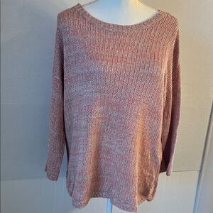 Chicos Lightweight Scoop Neck 3/4 Sleeve Dusty Rose Pullover Sweater. Sz 2